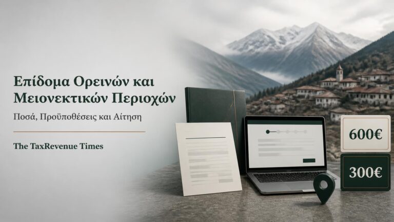 Επίδομα ορεινών και μειονεκτικών περιοχών ύψους 600 ή 300 ευρώ, με τις προϋποθέσεις εισοδήματος, κατοικίας και τη διαδικασία αίτησης.