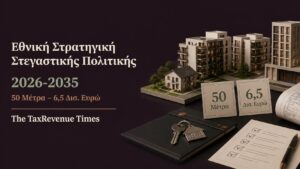 Εθνική Στρατηγική Στεγαστικής Πολιτικής 2026-2035 με 50 μέτρα, προϋπολογισμό 6,5 δισ. ευρώ και νέες κατοικίες.