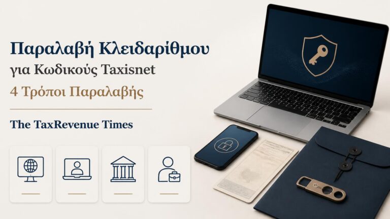 Παραλαβή Κλειδαρίθμου για την απόκτηση κωδικών Taxisnet με τέσσερις διαθέσιμους τρόπους, εξ αποστάσεως, με βιντεοκλήση, σε ΔΟΥ ή μέσω εκπροσώπου.