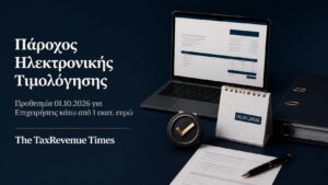 Πάροχος Ηλεκτρονικής Τιμολόγησης και προθεσμία 1 Οκτωβρίου 2026 για επιχειρήσεις με τζίρο κάτω από 1.000.000 ευρώ.