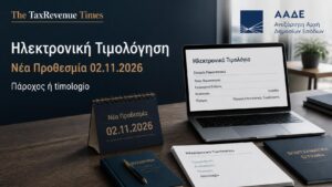 Νέες προθεσμίες ηλεκτρονικής τιμολόγησης για επιχειρήσεις, με επιλογή Παρόχου ή timologio και νέα προθεσμία έως 2 Νοεμβρίου 2026.