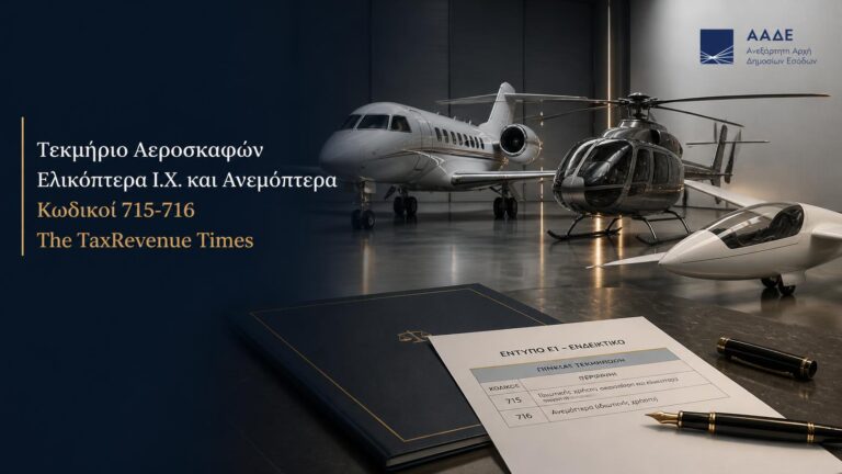 Ετήσια αντικειμενική δαπάνη για αεροσκάφη, ελικόπτερα ιδιωτικής χρήσης και ανεμόπτερα και δήλωση στους κωδικούς 715-716 του Ε1.
