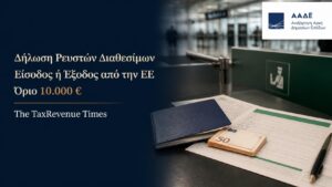 Δήλωση ρευστών διαθεσίμων κατά την είσοδο ή έξοδο από την ΕΕ όταν το ποσό φτάνει ή υπερβαίνει τις 10.000 ευρώ.
