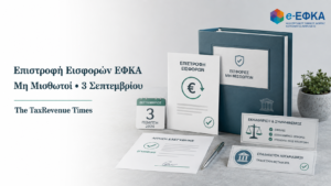 Επιστροφή αχρεωστήτως καταβληθεισών εισφορών e-ΕΦΚΑ σε μη μισθωτούς, με αναφορά στην πίστωση της 3ης Σεπτεμβρίου 2026.