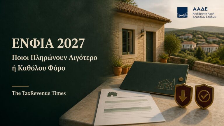 ΕΝΦΙΑ 2027 με εκπτώσεις και απαλλαγές για ιδιοκτήτες ακινήτων που πληρούν τις προβλεπόμενες προϋποθέσεις.