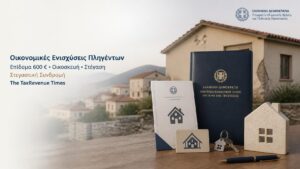 Οικονομικές ενισχύσεις πληγέντων μετά από φυσική καταστροφή για επίδομα 600 ευρώ, οικοσκευή, προσωρινή στέγαση και στεγαστική συνδρομή.