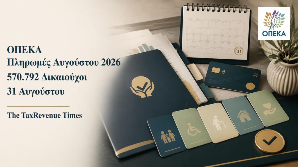 ΟΠΕΚΑ πληρωμές Αυγούστου 2026 σε 570.792 δικαιούχους στις 31 Αυγούστου για επιδόματα και παροχές.