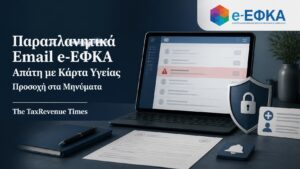 Παραπλανητικά email που εμφανίζονται ως μηνύματα του e-ΕΦΚΑ για δήθεν αναστολή κάρτας υγείας και ζητούν επικαιροποίηση προσωπικών στοιχείων.