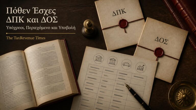 Πόθεν Έσχες με τις κατηγορίες υπόχρεων, το περιεχόμενο των δηλώσεων ΔΠΚ και ΔΟΣ και τη διαδικασία ηλεκτρονικής υποβολής.