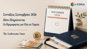 Συντάξεις Σεπτεμβρίου 2026 και ημερομηνίες πληρωμής ανά Ταμείο στις 26 και 28 Αυγούστου
