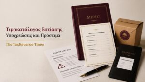 Τιμοκατάλογος επιχείρησης εστίασης με τις υποχρεωτικές ενδείξεις, τους κανόνες για πακέτο και τα διοικητικά πρόστιμα.