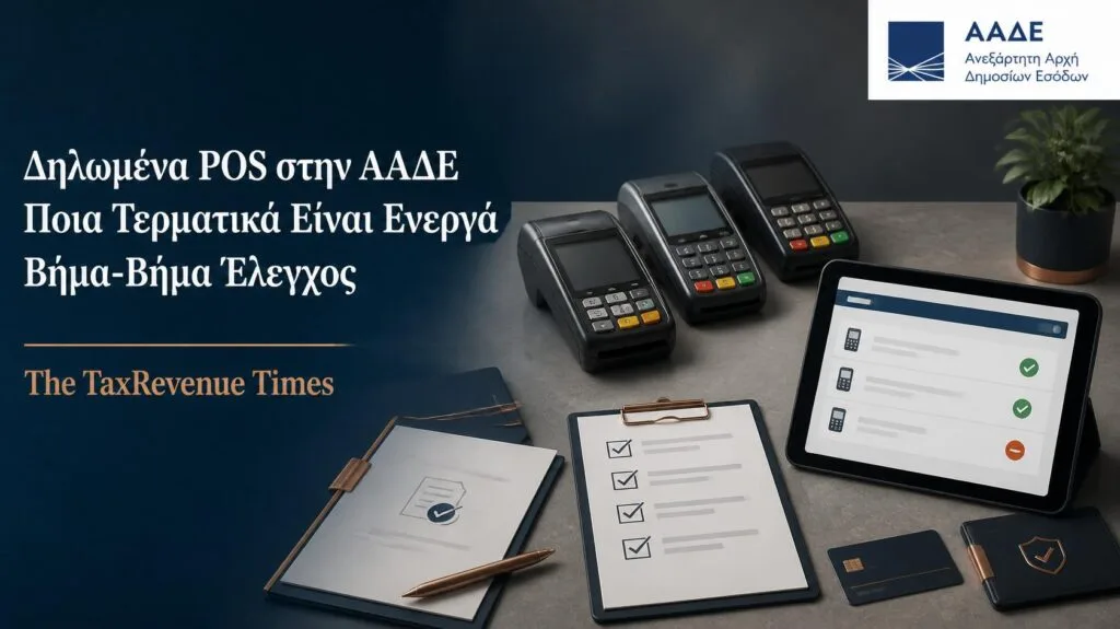 Δηλωμένα POS στην ΑΑΔΕ και έλεγχος των ενεργών τερματικών της επιχείρησης μέσω του Μητρώου POS.