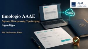 Δήλωση εφαρμογής timologio της ΑΑΔΕ για ηλεκτρονική τιμολόγηση μέσω myDATA και διαδικασία υποβολής βήμα-βήμα.