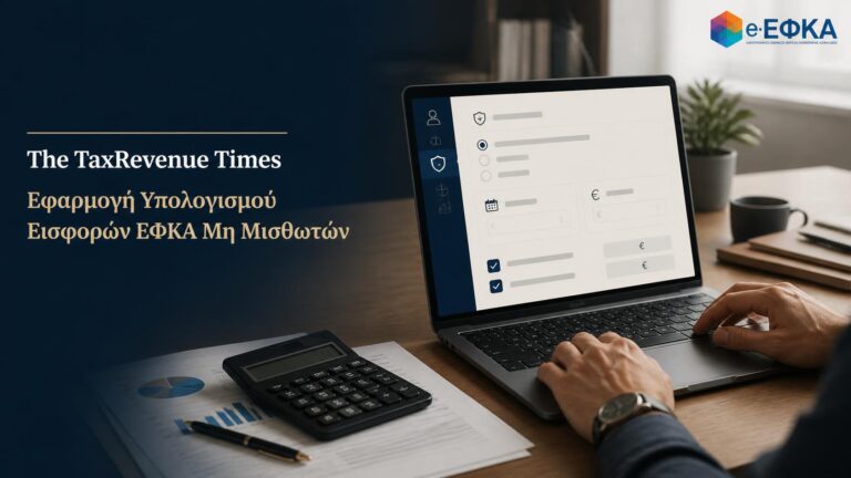 Εφαρμογή υπολογισμού ασφαλιστικών εισφορών ΕΦΚΑ μη μισθωτών 2026 ανά ασφαλιστική κατηγορία, με μηνιαίο και ετήσιο κόστος.
