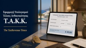 Εφαρμογή υπολογισμού Τέλους Ανθεκτικότητας στην Κλιματική Κρίση ΤΑΚΚ 2026 ανά κατάλυμα, περίοδο και ημερήσια χρήση.