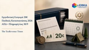 Εργοδοτική εισφορά 20 ευρώ για παιδικές κατασκηνώσεις 2026, εμφάνιση στην ΑΠΔ και προθεσμία πληρωμής έως 30 Σεπτεμβρίου.