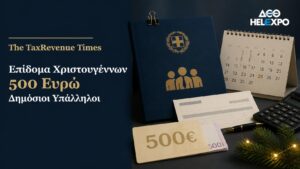 Επίδομα Χριστουγέννων 500 ευρώ για δημοσίους υπαλλήλους, με αναφορά στις ανακοινώσεις της ΔΕΘ 2026.