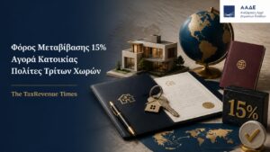 Φόρος μεταβίβασης 15% για αγορά κατοικίας από πολίτες τρίτων χωρών, με αναφορά στις αγορές που αφορά και στις προβλεπόμενες εξαιρέσεις.