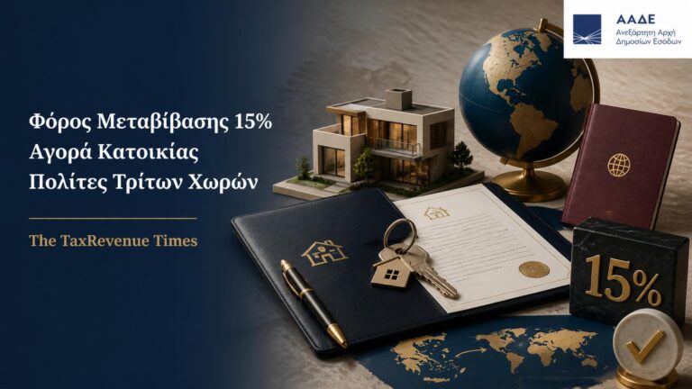 Φόρος μεταβίβασης 15% για αγορά κατοικίας από πολίτες τρίτων χωρών, με αναφορά στις αγορές που αφορά και στις προβλεπόμενες εξαιρέσεις.