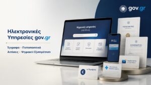 Ηλεκτρονικές υπηρεσίες gov.gr για έγγραφα, πιστοποιητικά, αιτήσεις και ψηφιακές διαδικασίες μέσω υπολογιστή και κινητού.