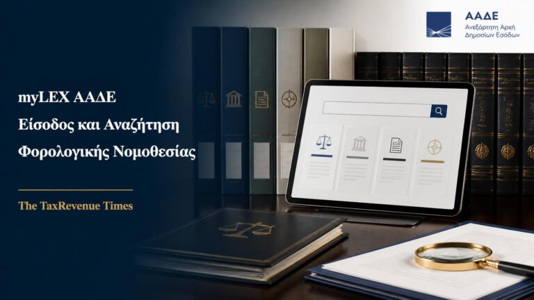 myLEX ΑΑΔΕ για είσοδο και αναζήτηση φορολογικής και τελωνειακής νομοθεσίας, αποφάσεων, εγκυκλίων και οδηγιών.