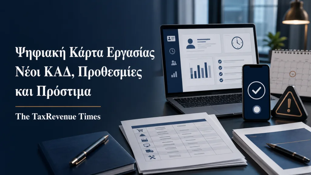 Ψηφιακή Κάρτα Εργασίας με έμφαση σε νέους ΚΑΔ, προθεσμίες συμμόρφωσης και επικείμενα πρόστιμα για επιχειρήσεις.