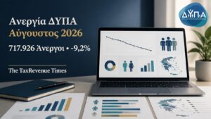 Στατιστικά ανεργίας ΔΥΠΑ για τον Αύγουστο 2026 με 717.926 εγγεγραμμένους ανέργους και μείωση 9,2% σε ετήσια βάση.