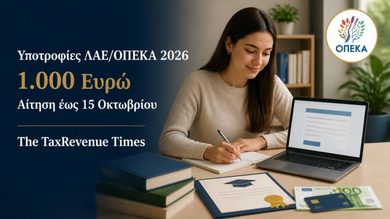 Υποτροφίες ΛΑΕ ΟΠΕΚΑ 2026 ύψους 1.000 ευρώ για επιτυχόντες Πανελλαδικών, με ηλεκτρονική αίτηση και προθεσμία έως 15 Οκτωβρίου.