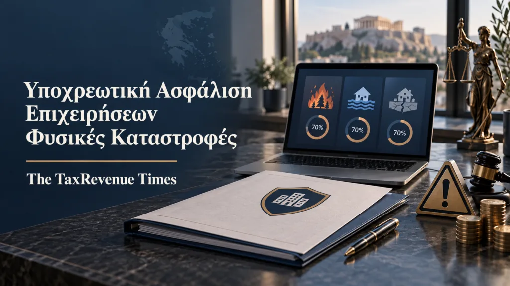 Υποχρεωτική ασφάλιση επιχειρήσεων για φυσικές καταστροφές, με κάλυψη για δασική πυρκαγιά, πλημμύρα και σεισμό και όριο 500.000 ευρώ.