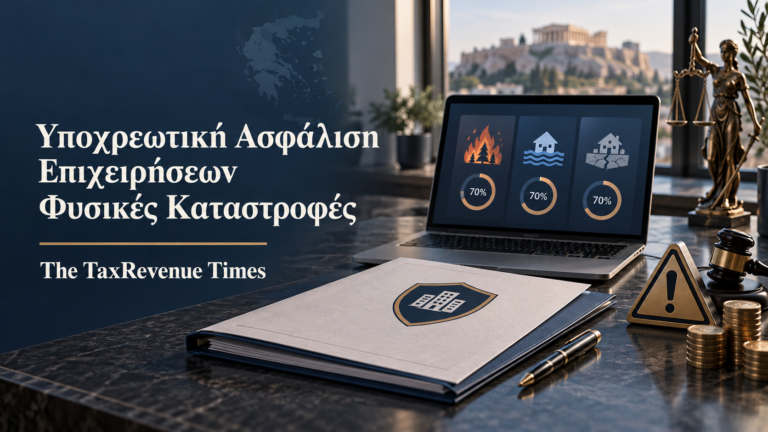 Υποχρεωτική ασφάλιση επιχειρήσεων για φυσικές καταστροφές, με κάλυψη για δασική πυρκαγιά, πλημμύρα και σεισμό και όριο 500.000 ευρώ.