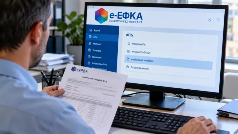 Αποδεικτικό υποβολής ΑΠΔ e-ΕΦΚΑ και έλεγχος μηνιαίων ασφαλιστικών εισφορών εργαζομένων