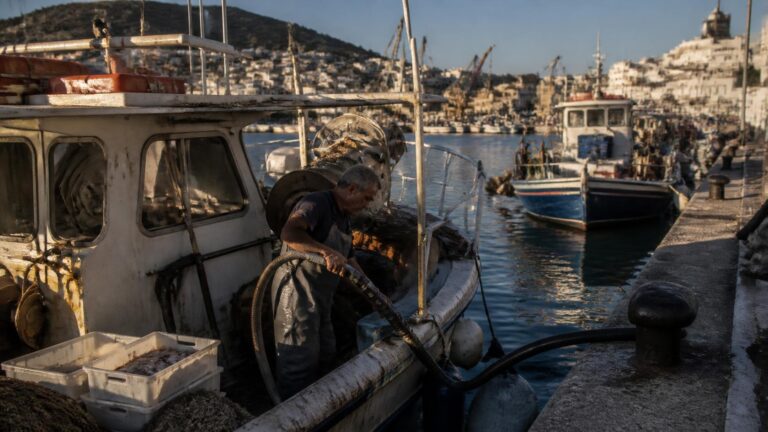 Επαγγελματικό αλιευτικό σκάφος ανεφοδιάζεται με πετρέλαιο σε ελληνικό λιμάνι, για την επιδότηση αλιευτικού πετρελαίου το 2026.