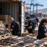 Τελωνειακός έλεγχος φορτίου στο λιμάνι της Θεσσαλονίκης μετά την κατάσχεση 3.081 όπλων