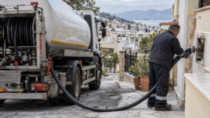 Παράδοση πετρελαίου θέρμανσης σε κατοικία με βυτιοφόρο