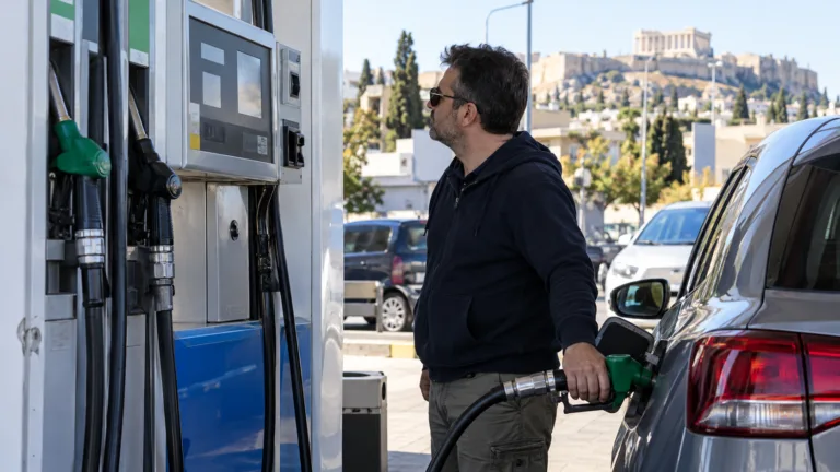 Οδηγός ανεφοδιάζει αυτοκίνητο σε ελληνικό πρατήριο καυσίμων, για την αύξηση των τιμών βενζίνης και diesel τον Σεπτέμβριο 2026.