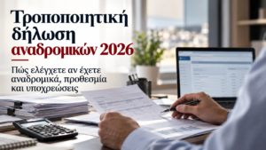 Τροποποιητική δήλωση αναδρομικών 2026 και έλεγχος στοιχείων στο myAADE